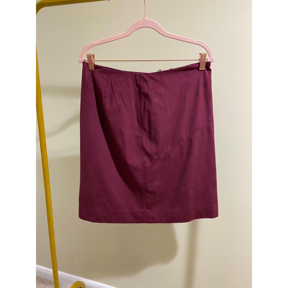J.Crew Burgundy Faux Suede Mini Skirt Size 8 F5023 Wine A-Line Lined Fall Casual